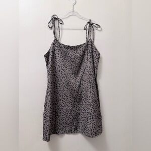 Audrey 3+1 Black and Gray Leopard Print Mini Slip Dress Y2K Going Out Mobwife
